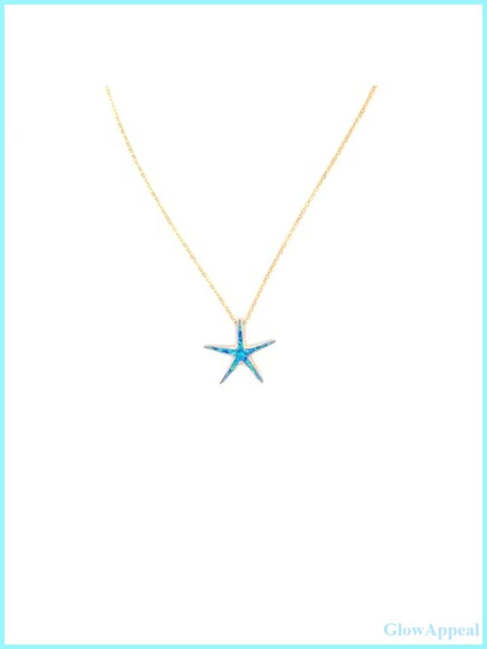 Sterling Silver 925 Gold Plated Starfish Necklace with Opal Stone